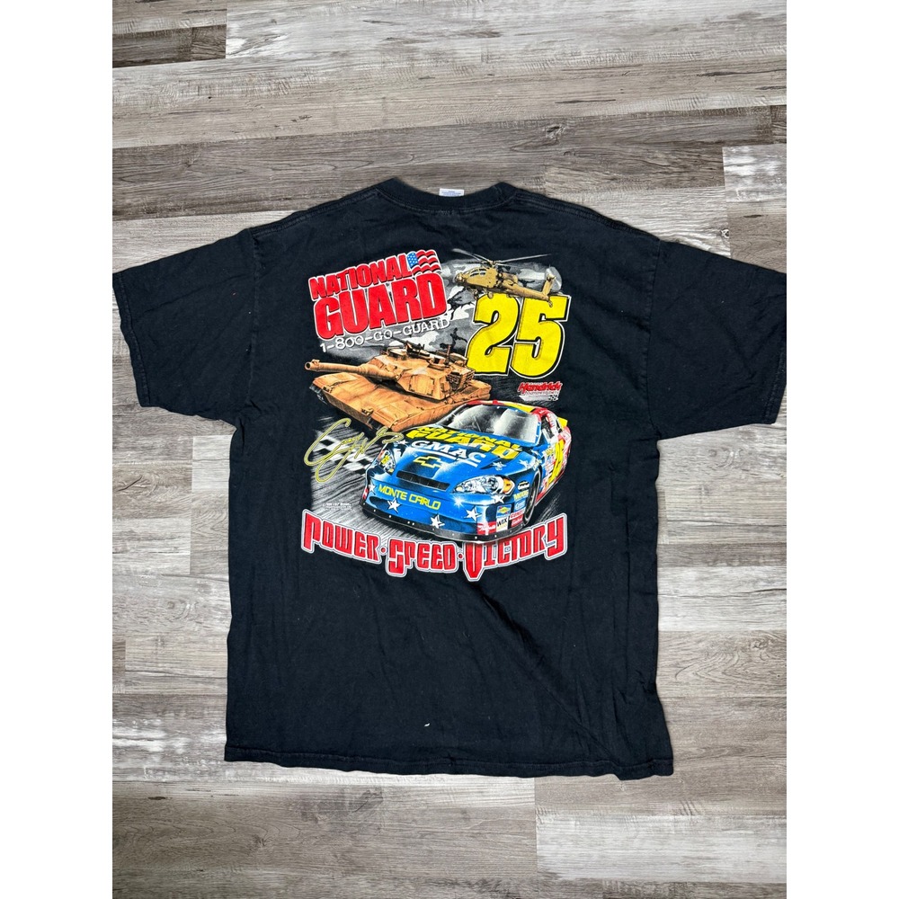 Vintage National Guard Casey Mears 25 Racing T-Shirt Black Mens XL NASCAR Tank